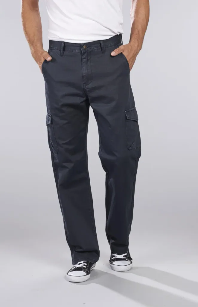 Cotton twill cargo pants, blue/grey, size 25