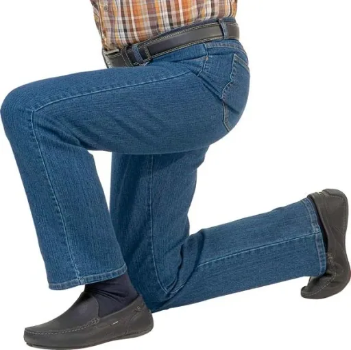 5-pocket stretch jeans, color blue, size 54