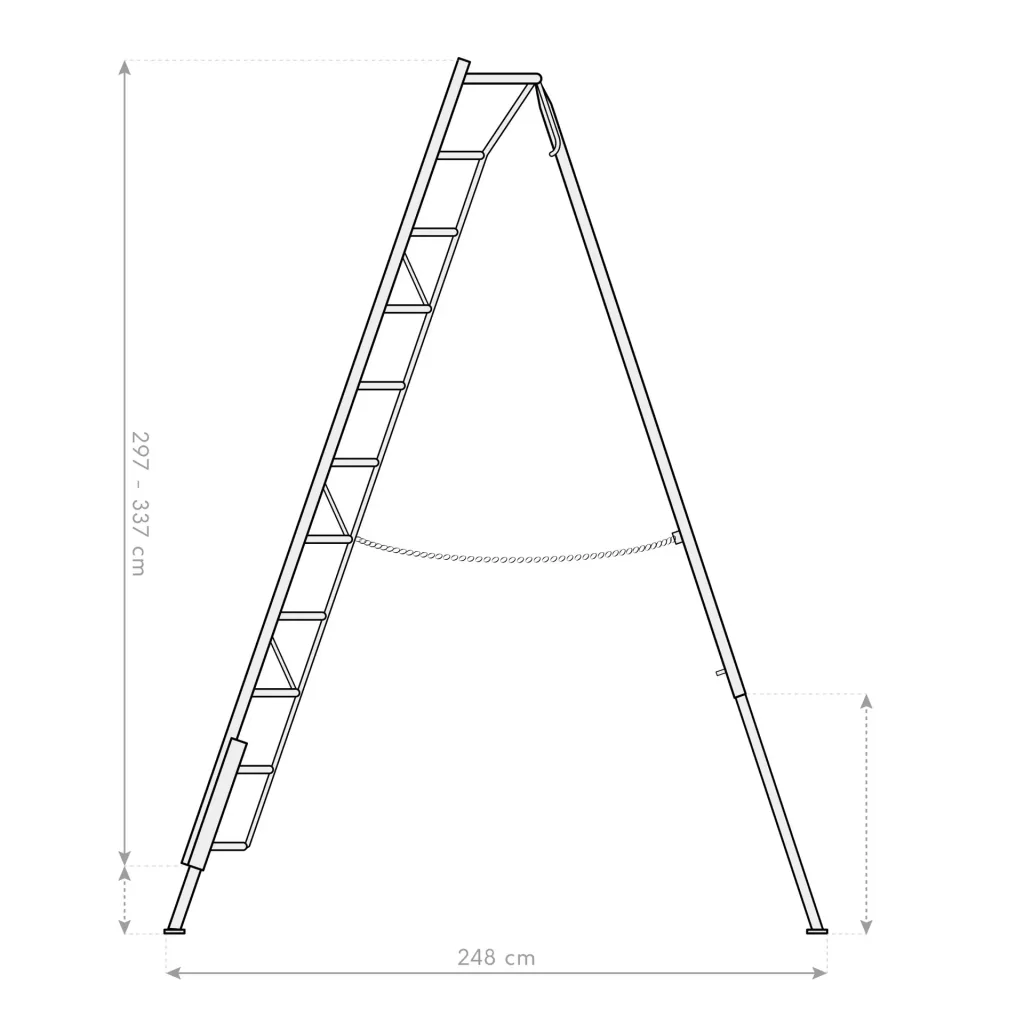 Driepoot tuinladder 3-potig 140×267,5×361 cm Aluminium Zilver – in hoogte verstelbare steunpoot