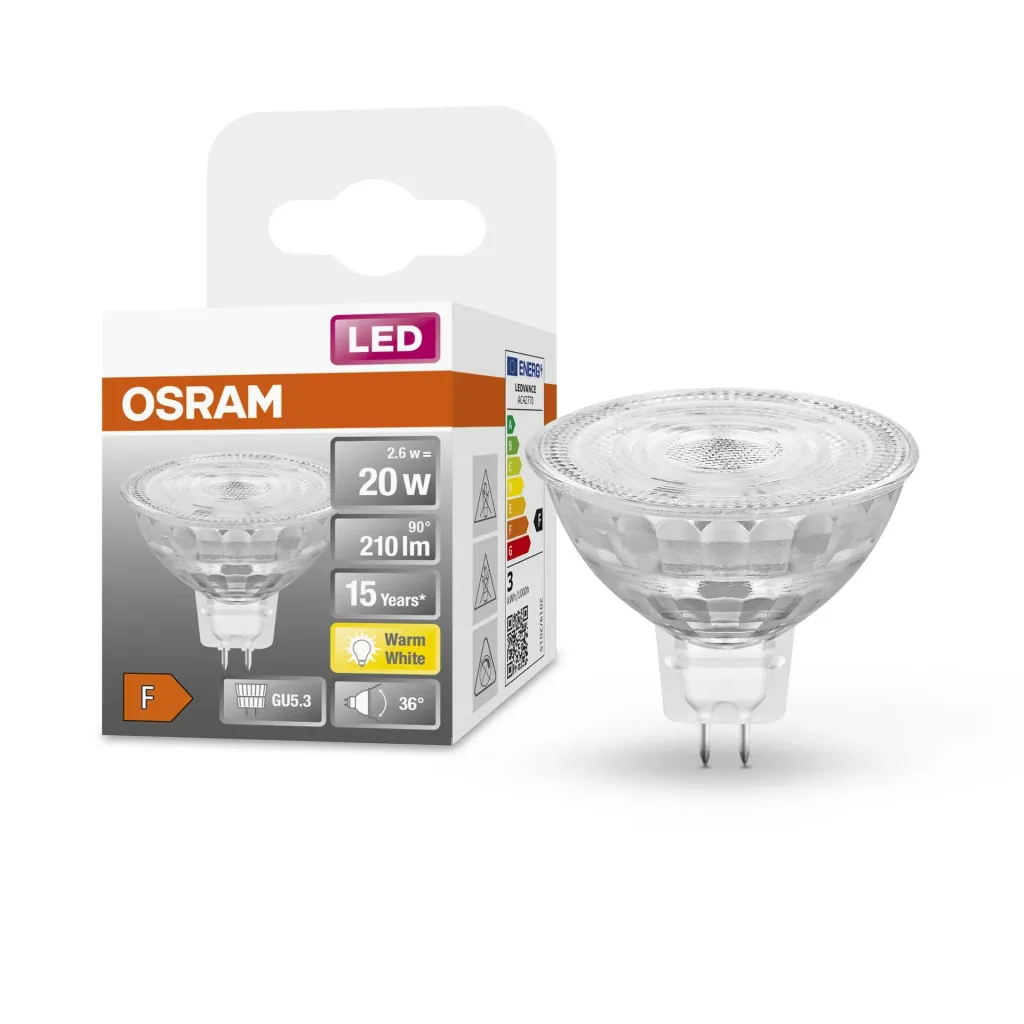 LED Star reflector lamp MR16 2036°, 2.6 watts, GU5.3, warm white