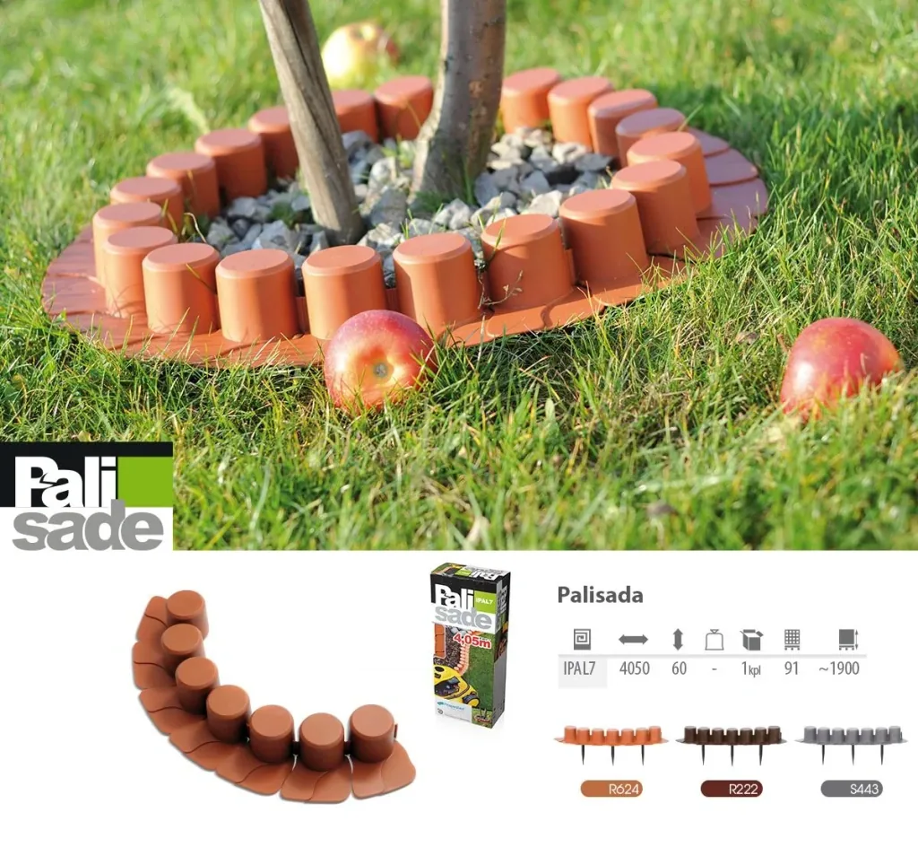 Bed edging PALISADE, terracotta - 8 pieces - 4.05 m