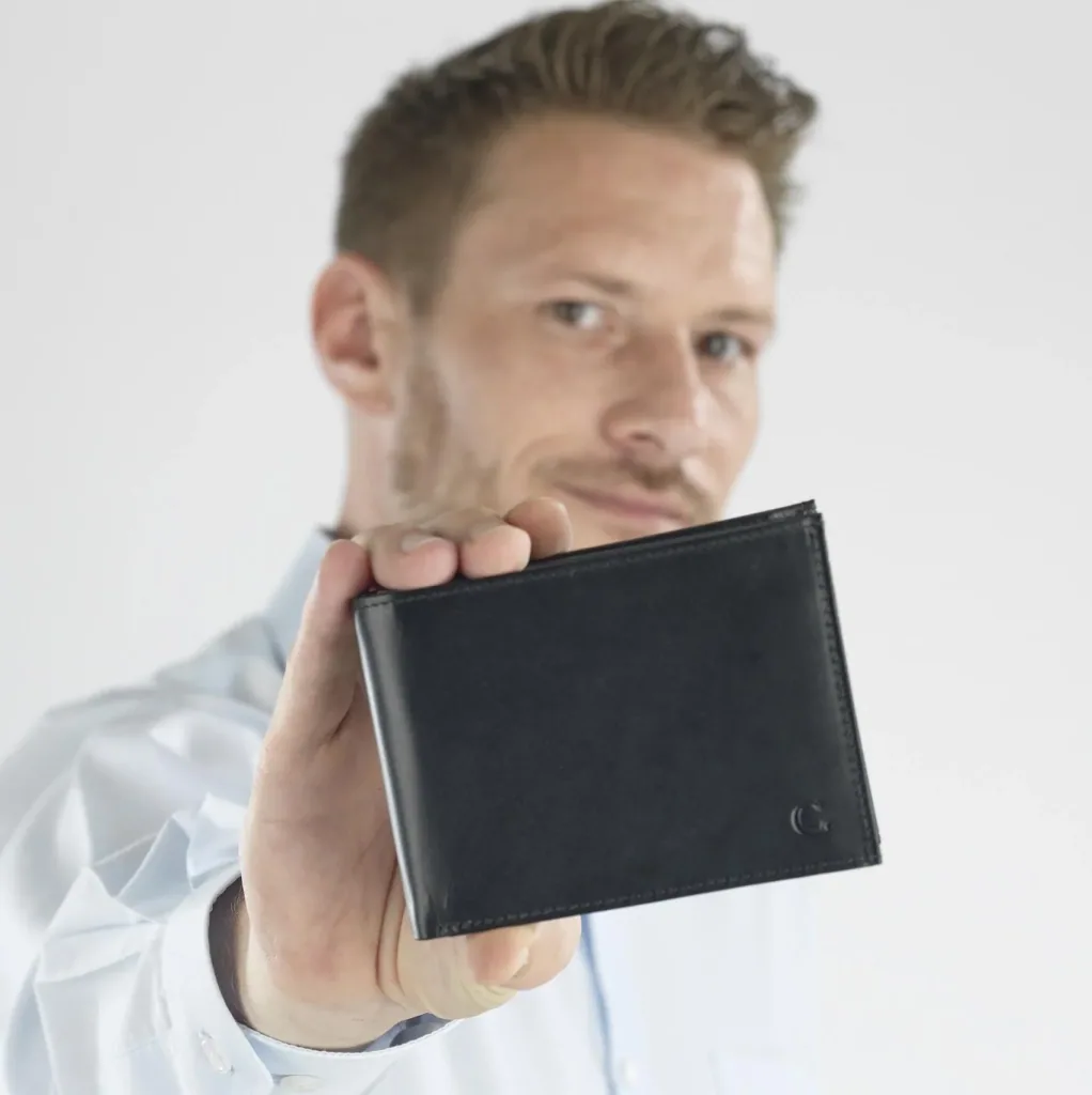Chevirex combo wallet, 12 x 9 x 2.5 cm, genuine leather, black