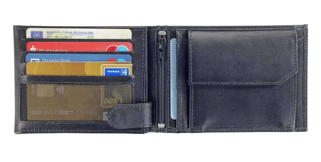 Chevirex combo wallet, 12 x 9 x 2.5 cm, genuine leather, black