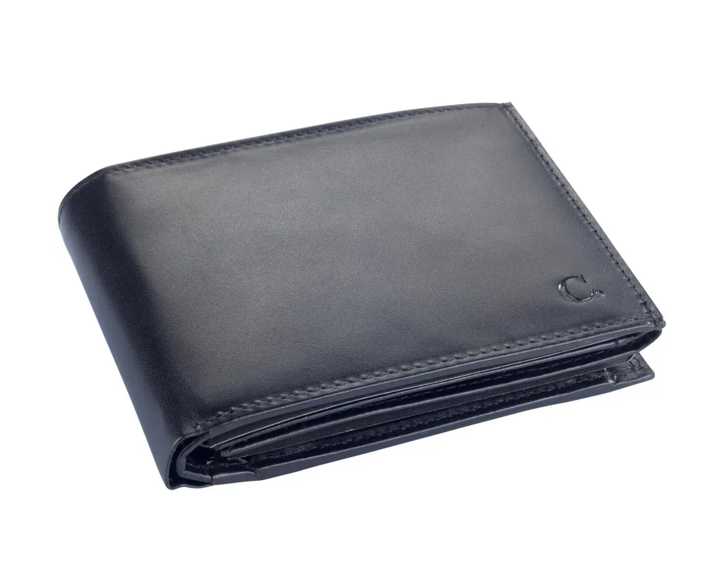 Chevirex combo wallet, 12 x 9 x 2.5 cm, genuine leather, black