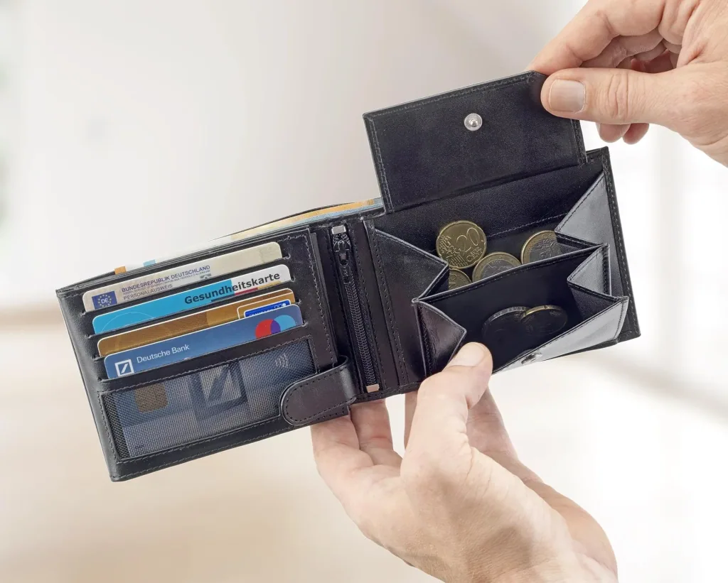 Chevirex combo wallet, 12 x 9 x 2.5 cm, genuine leather, black
