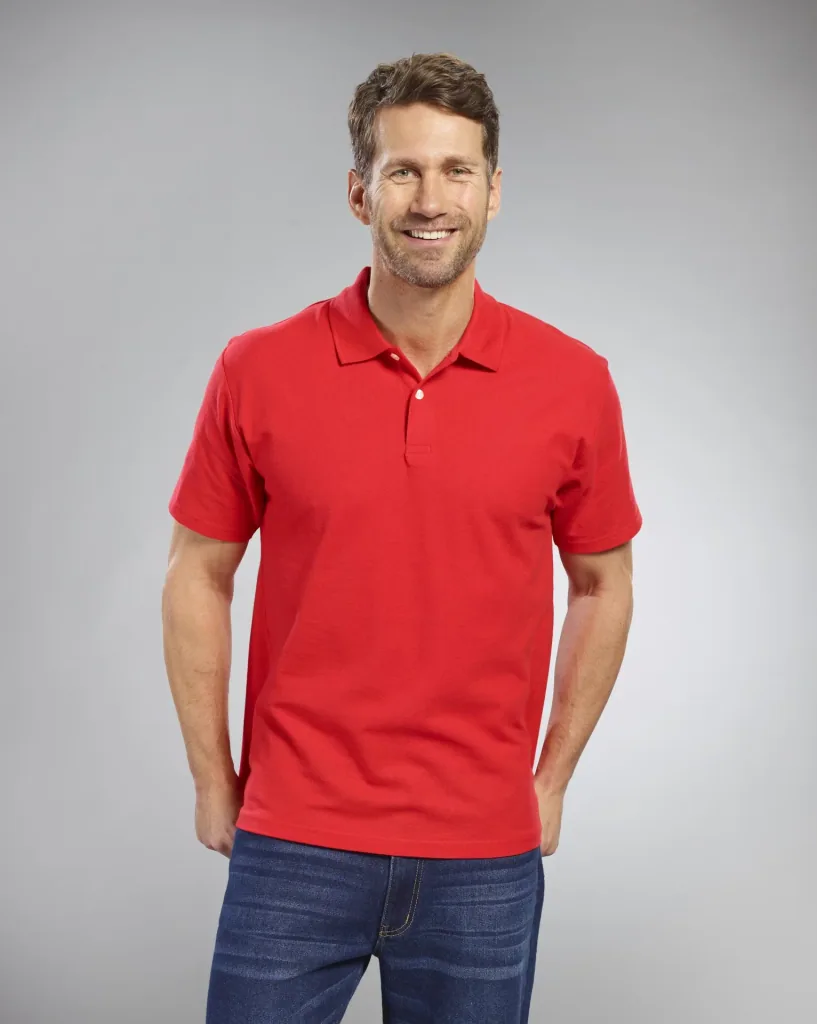 Polo shirt with pique structure, color red, size 3XL