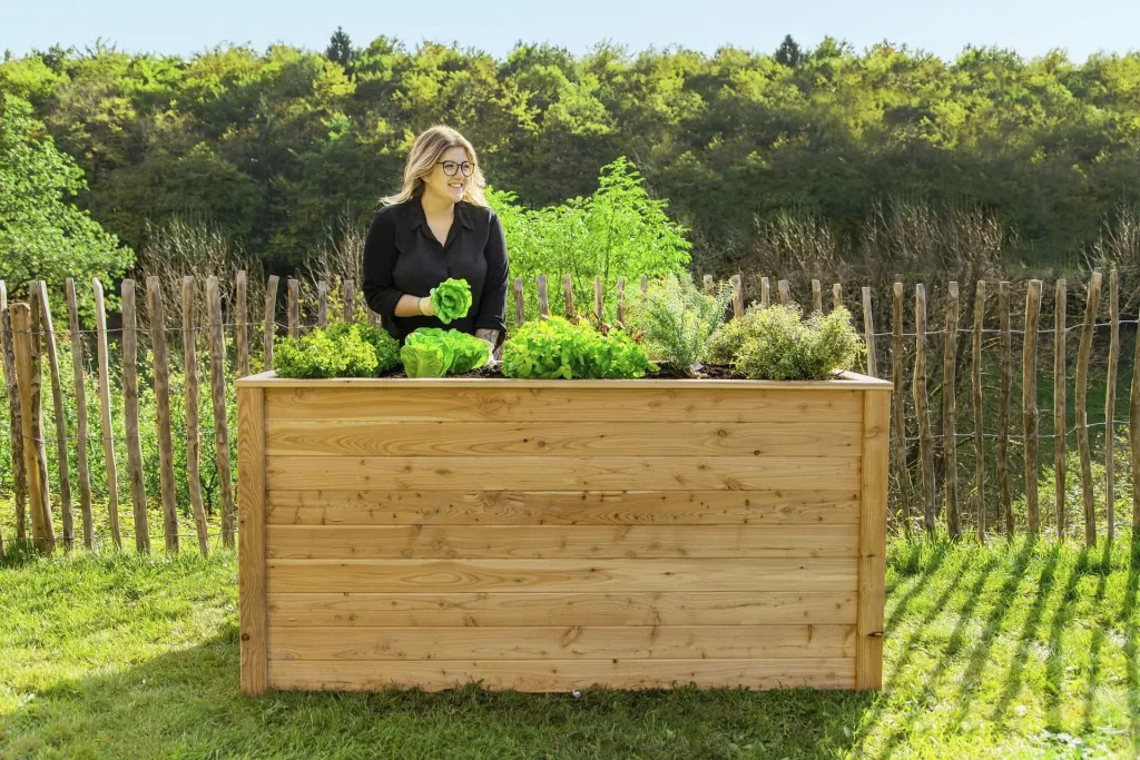 Verhoogde moestuinbak Klassiek 170, 170×90×84 cm, Natuur – FSC-larikshout, rugvriendelijk