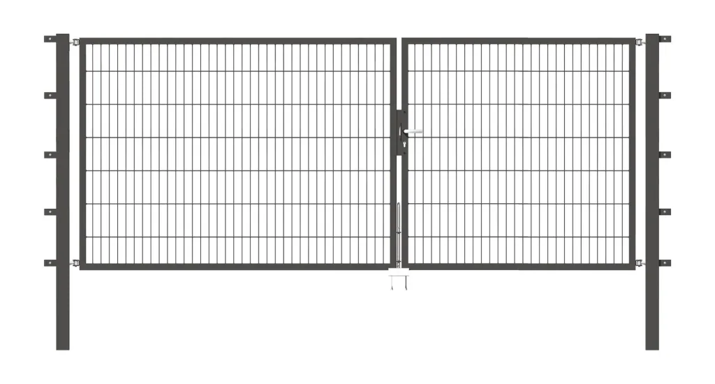 Flexo double gate with accessories, anthracite, width 350 cm, height 140 cm, PF: 80x80 cm
