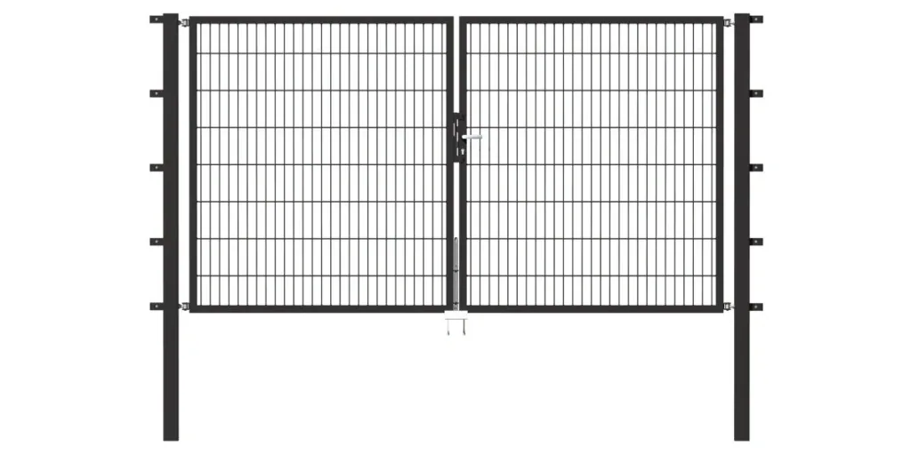 Flexo double gate with accessories, anthracite, width 350 cm, height 140 cm, PF: 80x80 cm