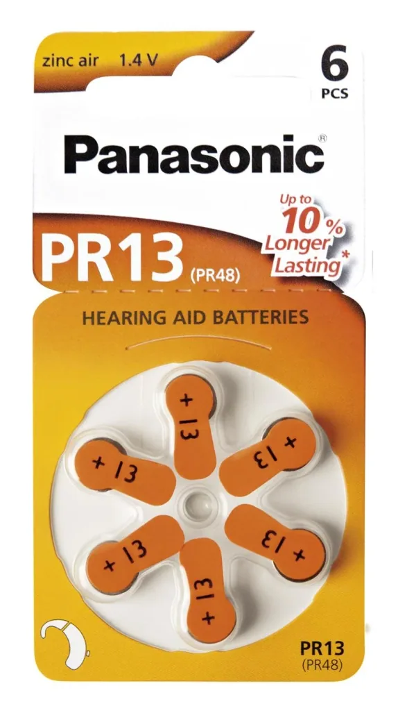 Zinc-air hearing aid batteries ORANGE PR13 - 6 pieces