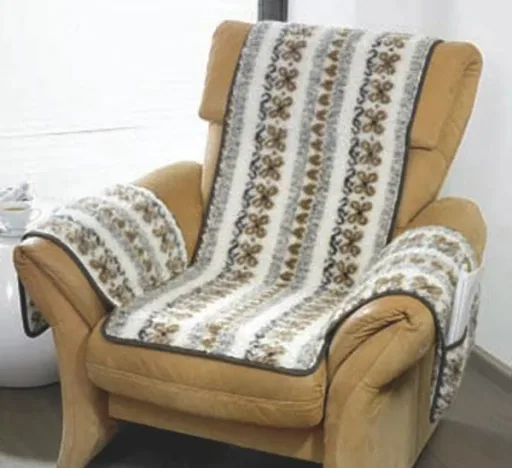 Armchair cover with armrests, pure new wool, folklore pattern