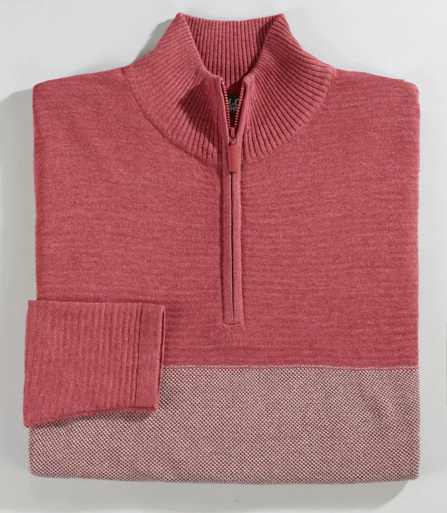 Sweater with zipper, color red, size M