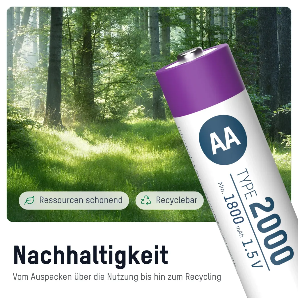Lithium-ion Mignon (AA) accu's USB-C - 4 stuks, veiligheidsuitschakeling