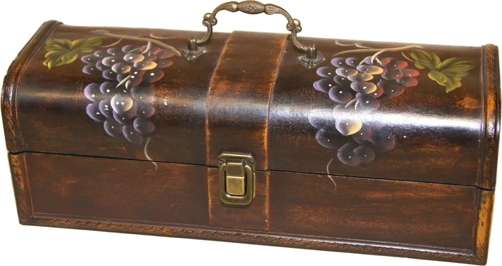 Wooden gift box with handle and 1 bottle of Goldtraum, 750 ml