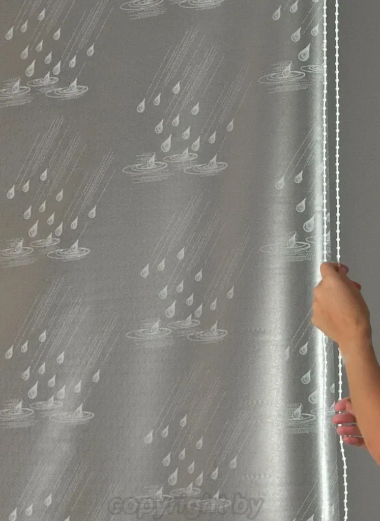 Replacement curtain De Luxe "Ocean white", 130 cm, incl. wave - side pull