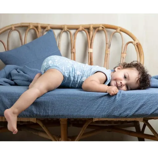 Little Dutch ledikantlaken uni blauw "Puur Blauw, Maat: 60 x 120 cm