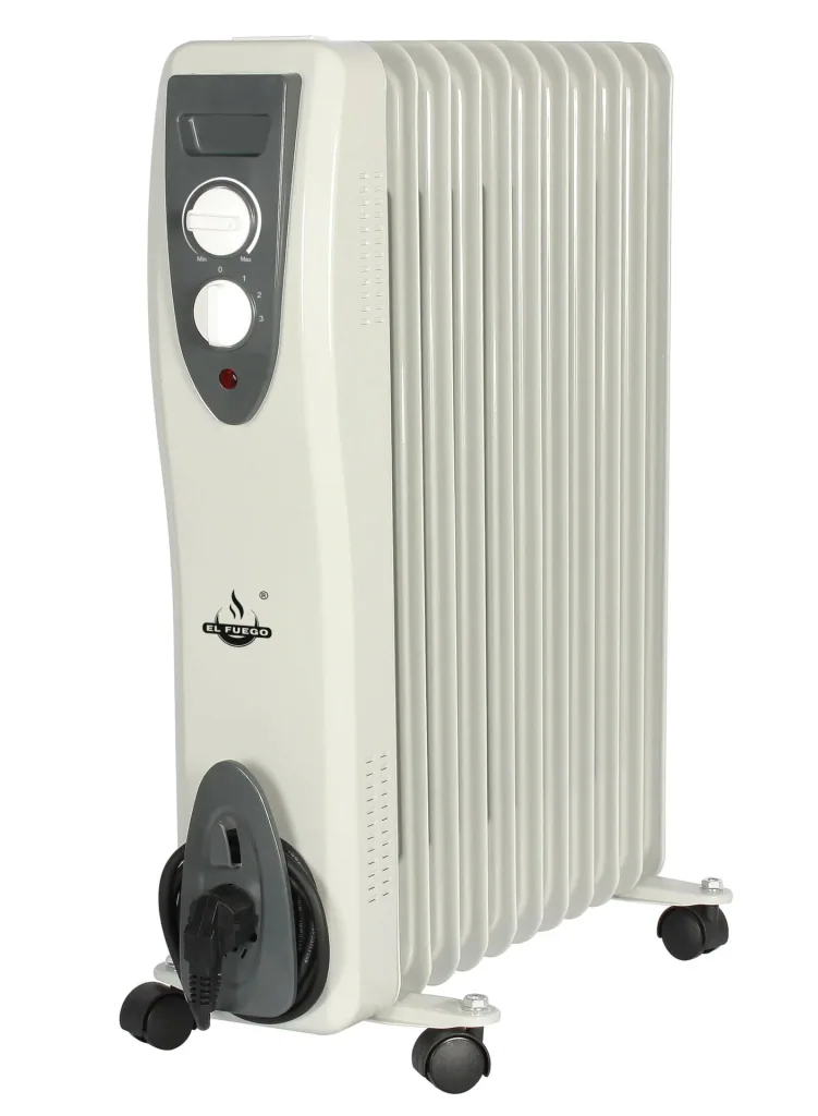 Mobile oil radiator, white, 11 fins