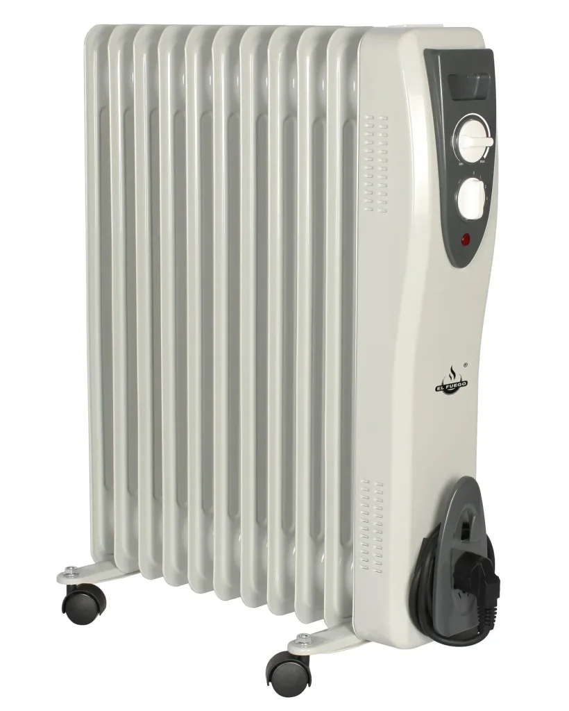 Mobile oil radiator, white, 11 fins