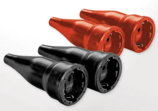 Solid rubber coupling - 2 pieces with protective contact IP 20 - red