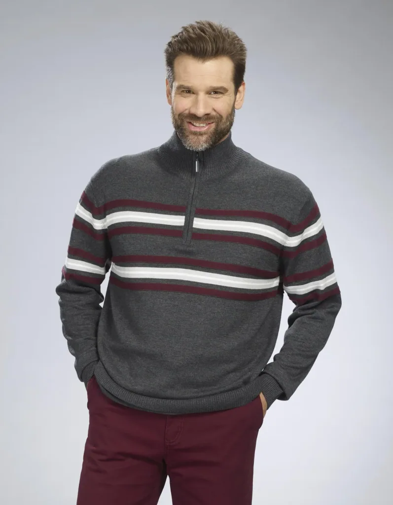 Striped sweater, anthracite, size M