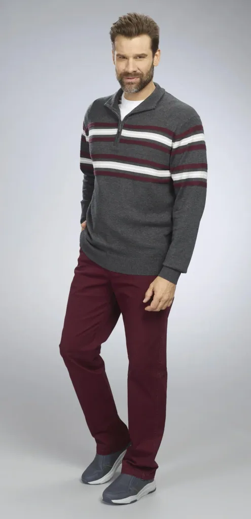 Striped sweater, anthracite, size M