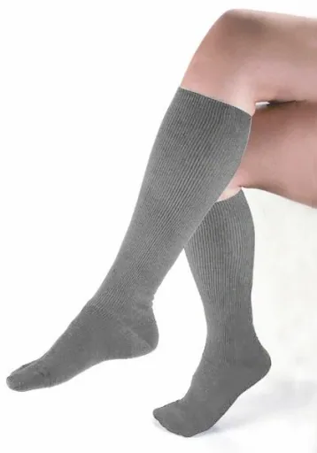 Support knee-high socks with terry cloth padding, grey, size 40/41
