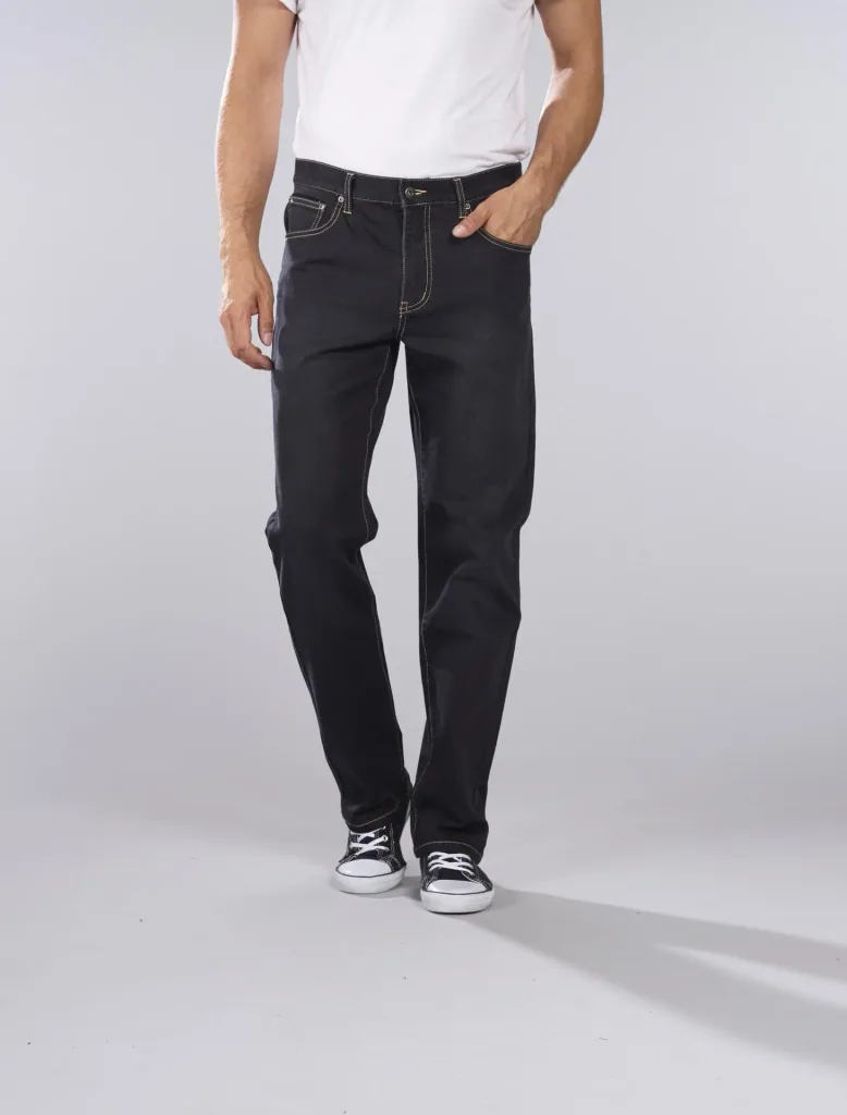 Stretch denim jogging pants, black, size 50