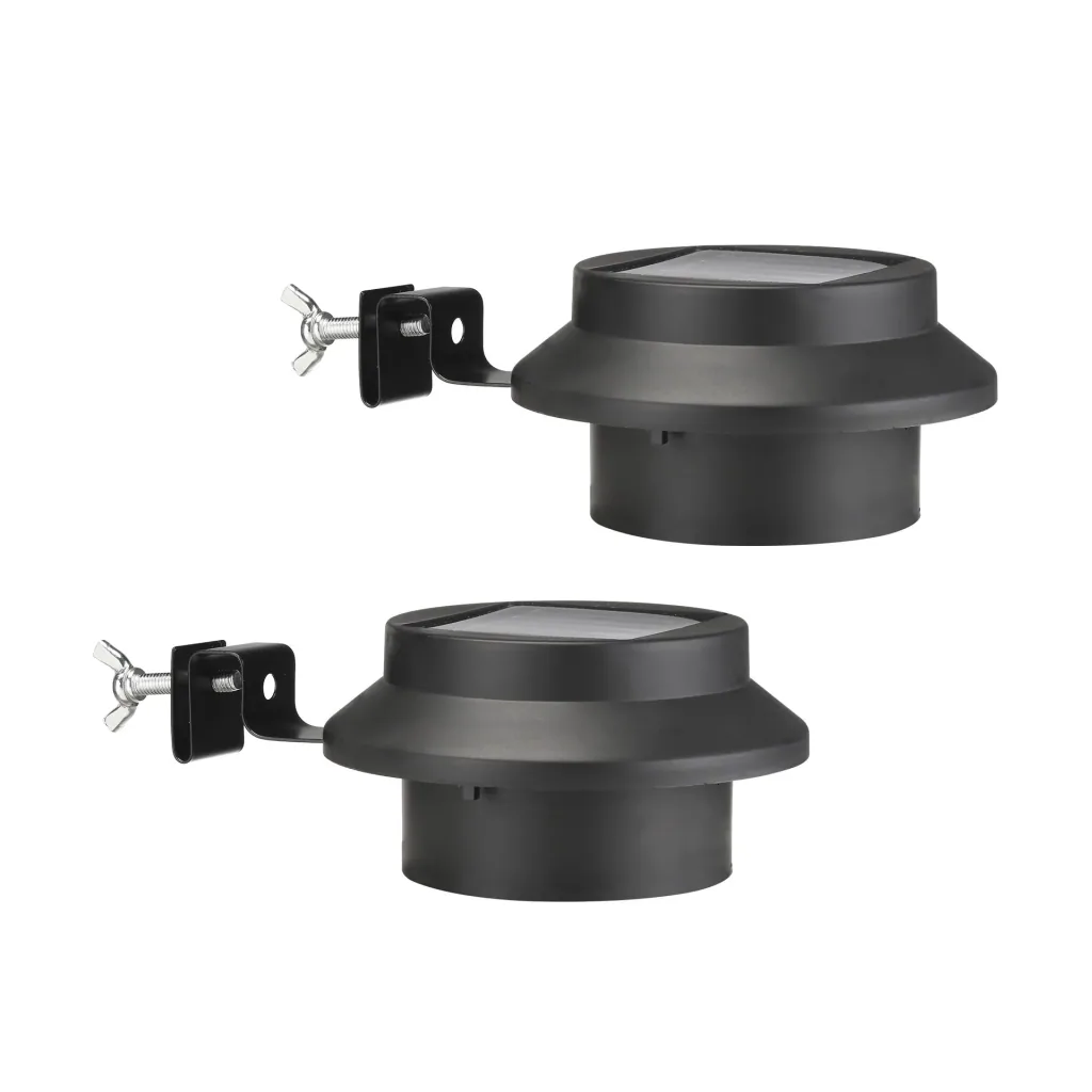 LED solar gutter lights, set of 2, black