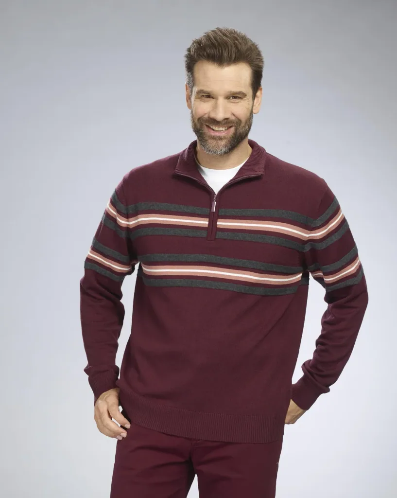 Striped sweater, color port, size 2XL