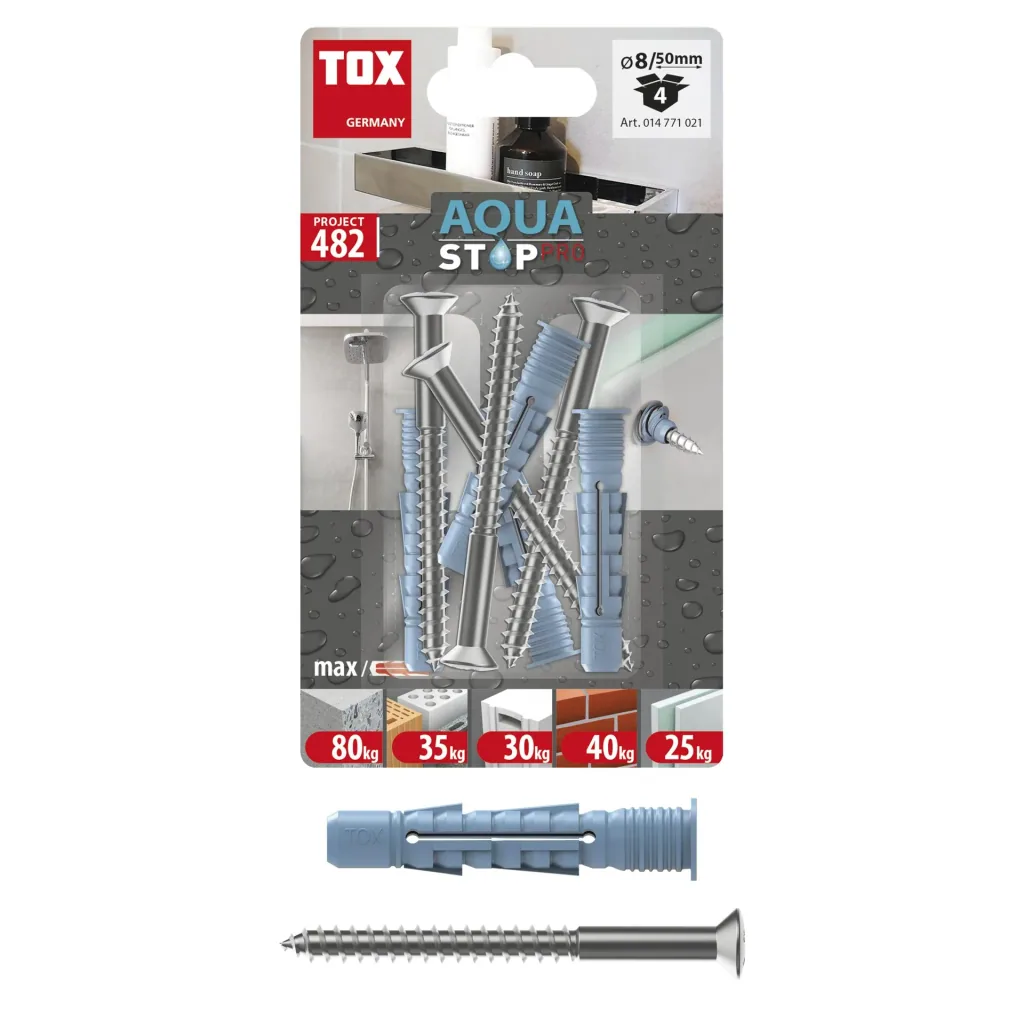 All-purpose dowel Aqua Stop Pro 8 x 50 mm + lens head screw 6 x 70 mm, 2 pieces