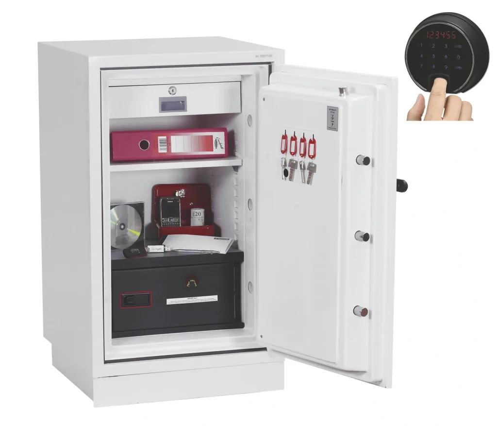 Data Combi data protection safe, external dimensions 900 x 520 x 520 mm, with fingerprint lock