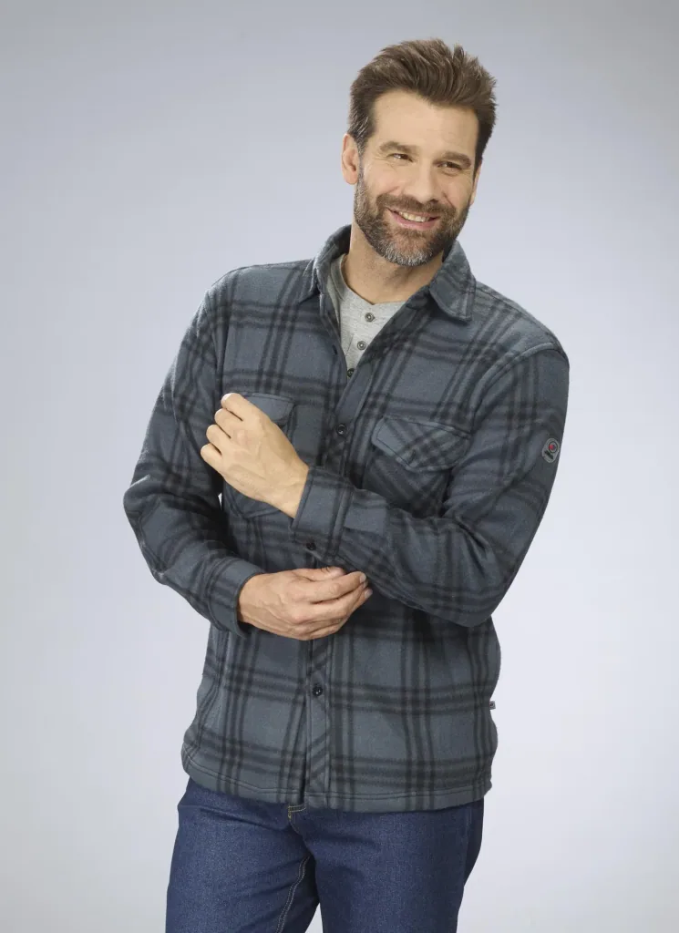 Fleece shirt, color gray/checked, size M