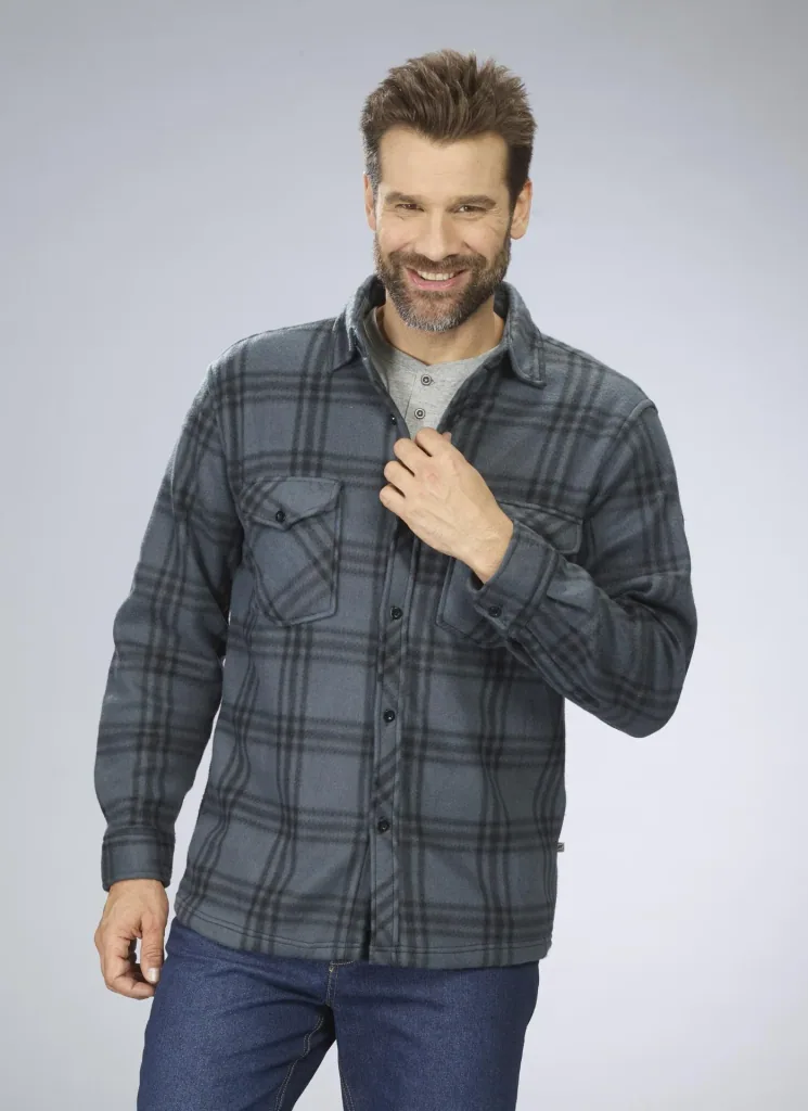 Fleece shirt, color gray/checked, size M