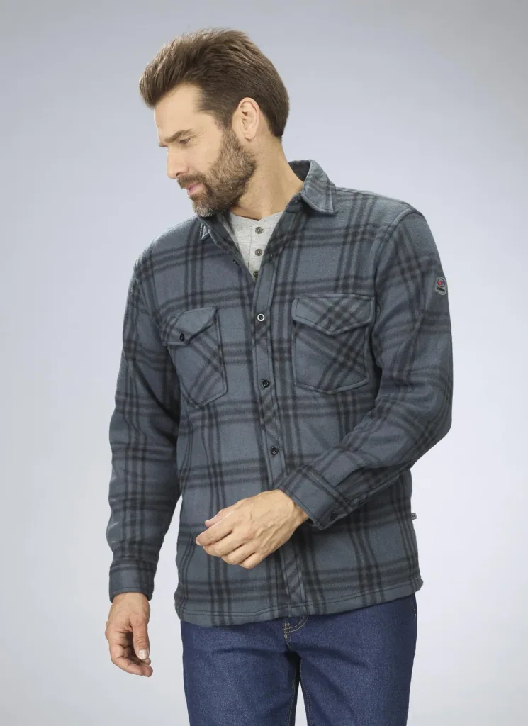 Fleece shirt, color gray/checked, size 3XL