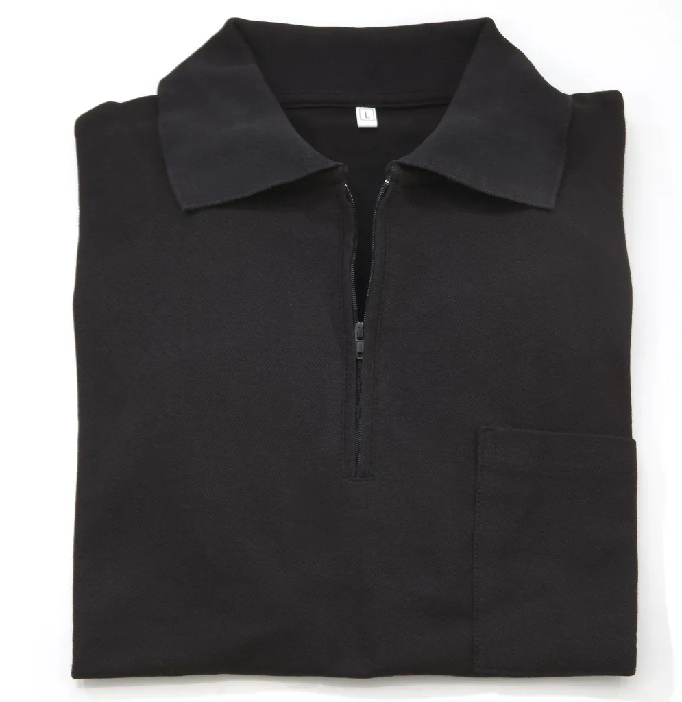Men's polo shirt with zip, color black, size M