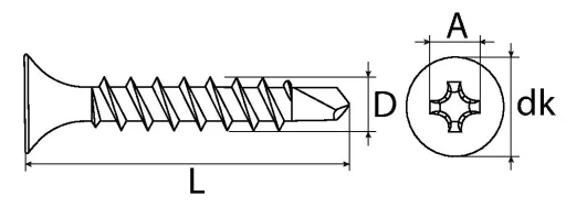 Drywall screws PH trumpet head drill tip phosphated 3.5x25mm PH 1000 pieces