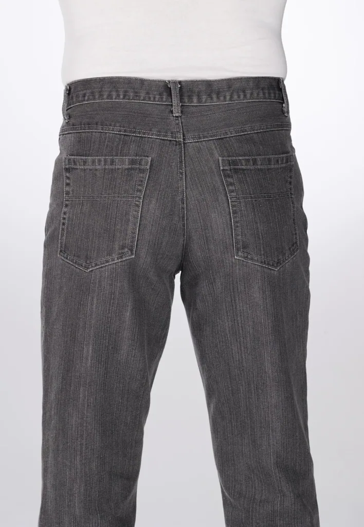 Comfortable jeans in 5-pocket style, color gray, size 25