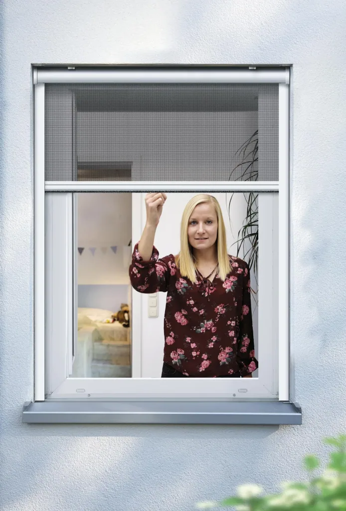Insect screen roller blind for windows, white, 130 x 160 cm