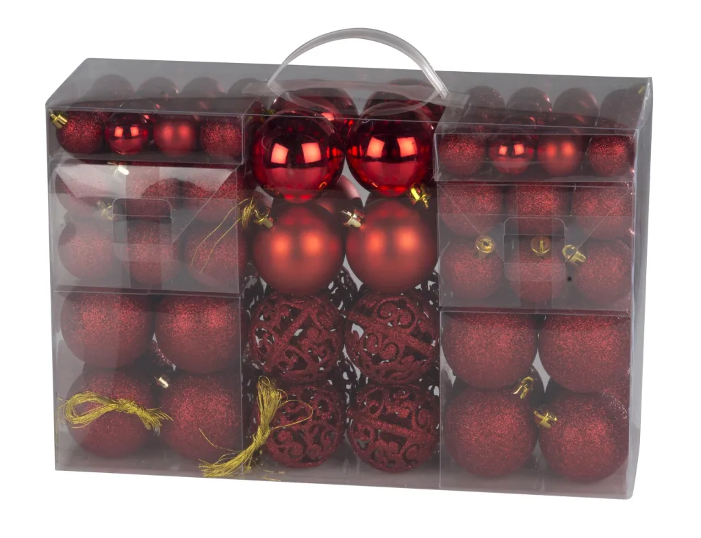 Christmas balls, red, 100 pieces