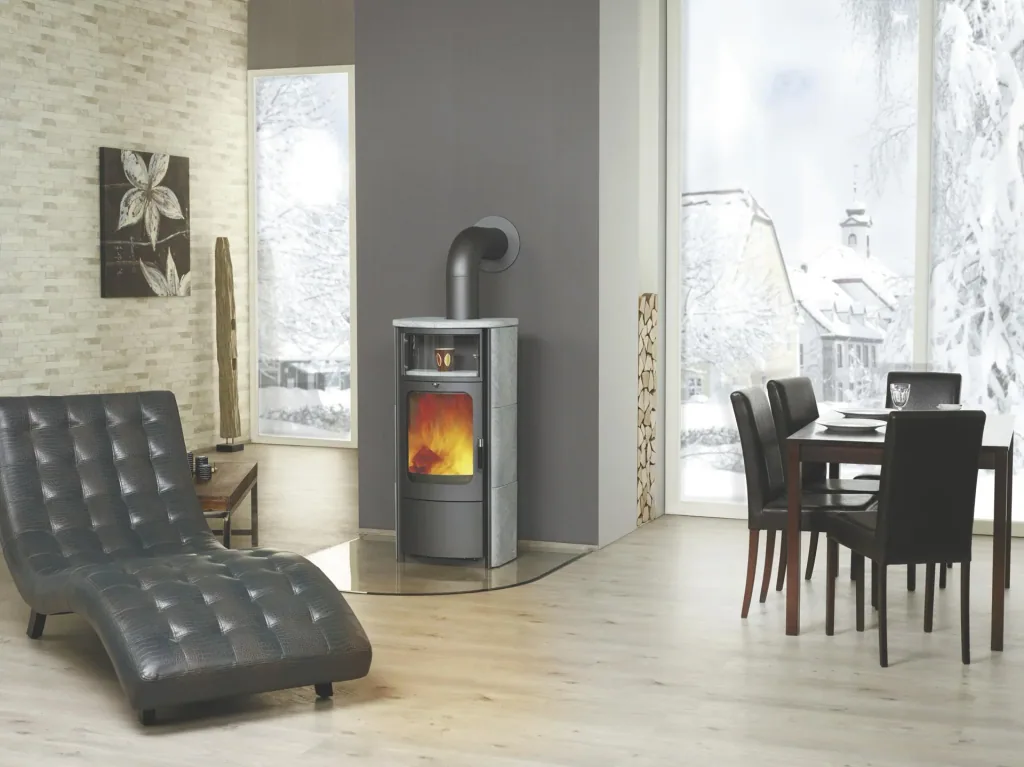 Fireplace - Opera-B continuous burning 5 kW - tiles meteor-black
