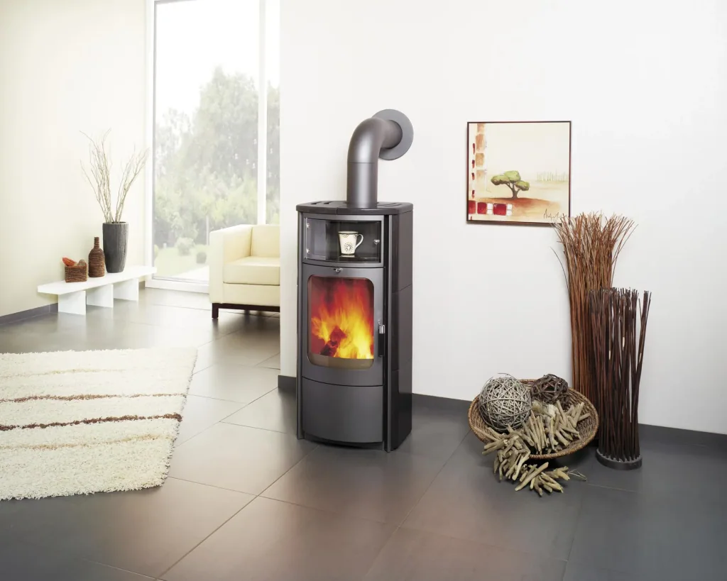 Fireplace - Opera-B continuous burning 5 kW - tiles meteor-black