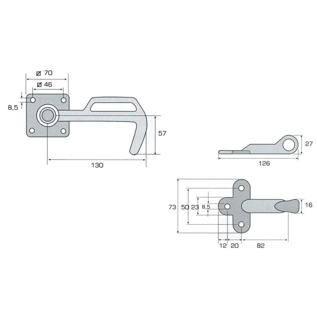 Side wall lock set, size 1, left + right