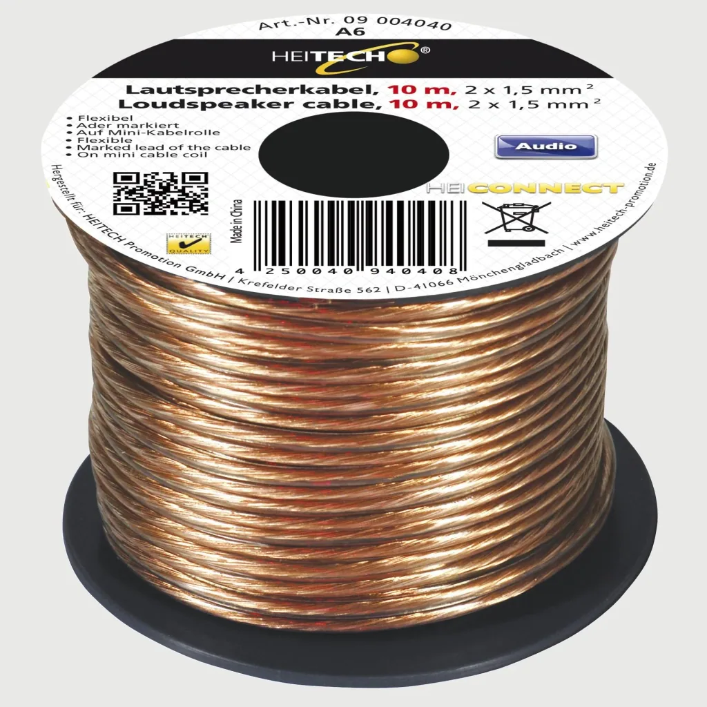 Speaker cable 10m, 2x1.5mm²