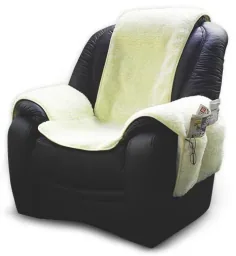 Fauteuilhoes met armleuningen, zuivere wol, natuurlijke kleur