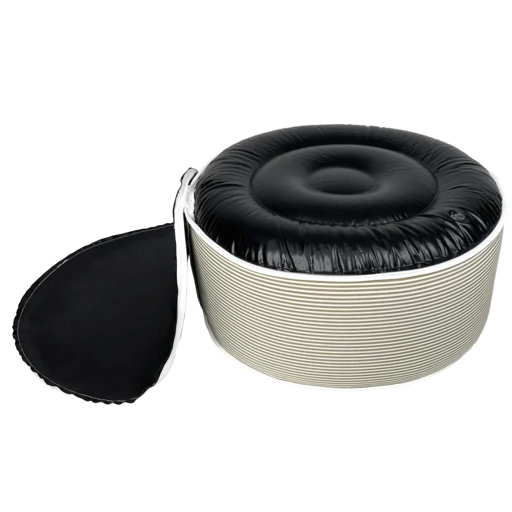 Inflatable lounge stool in natural/white