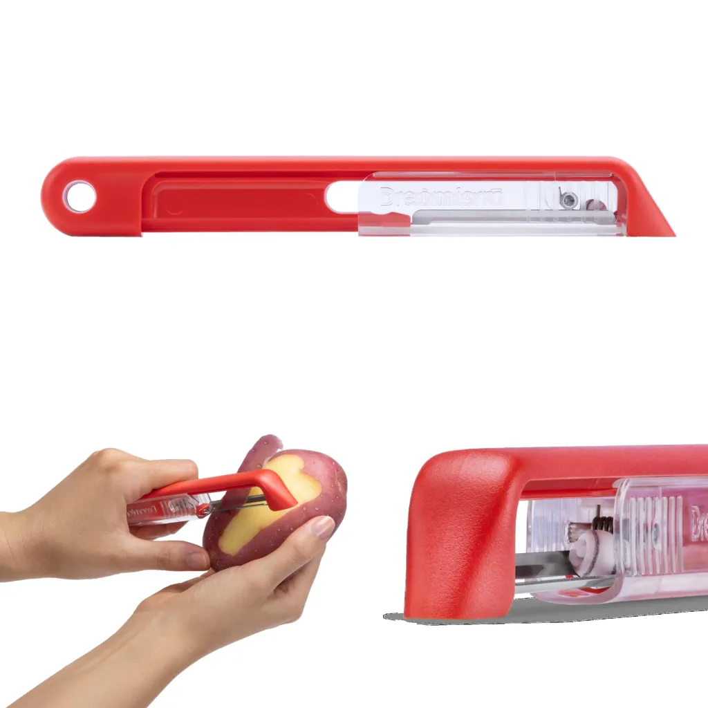 Sharple peeler with self-sharpening system, red