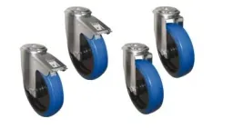 Wheel set for checker plate boxes with parking brakes