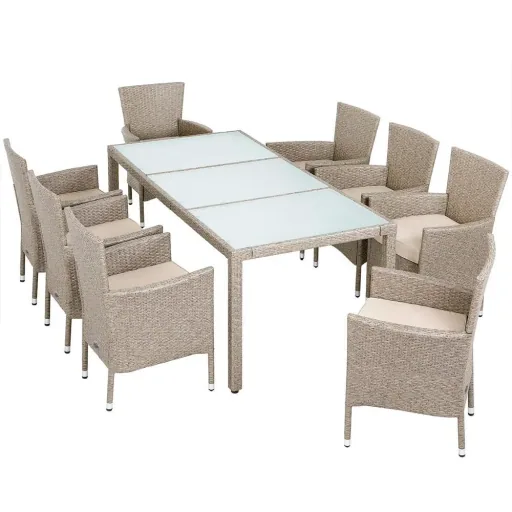 Garden set polyrattan set 17 stackable Bali beige