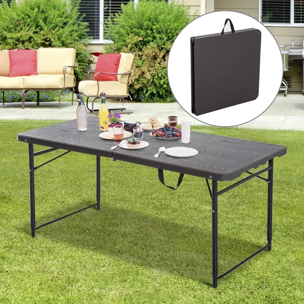 Foldable camping table brown/black