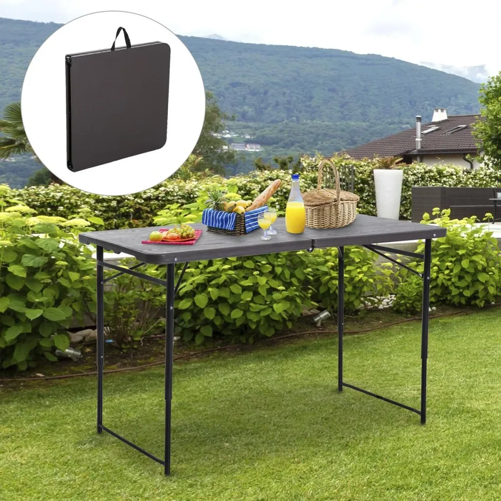 Foldable camping table brown/black